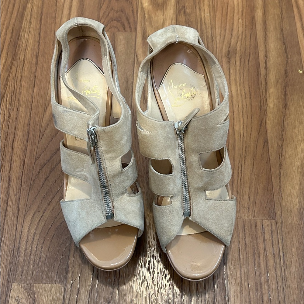 CHRISTIAN LOUBOUTIN Suede Leather Wedge Platform